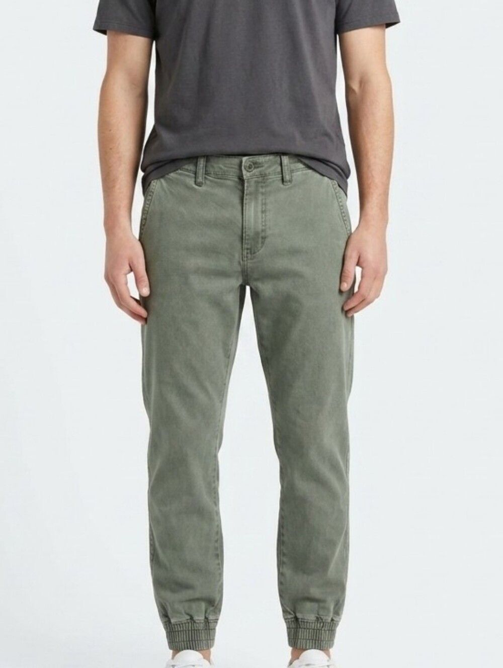 Vans Mens Olive Green 100% Cotton Jogger Chino Pants Size 30 Elastic Skater